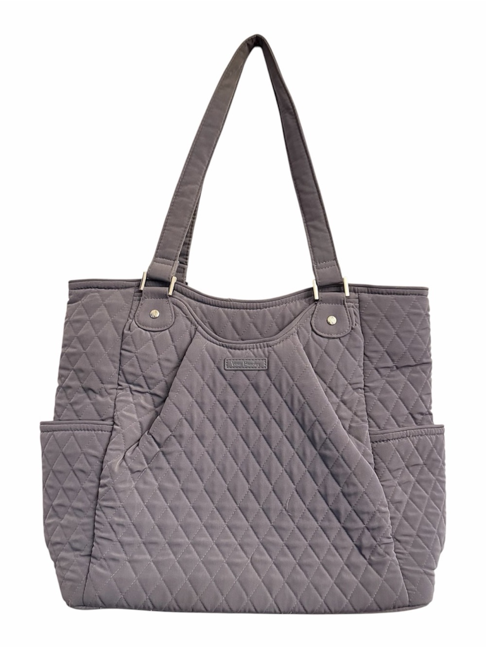 Vera Bradley Gray Quilted Microfiber Tote Bag Large Shoulder Bag